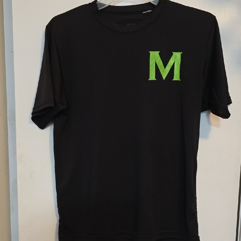 Men's Black A4 Tee with Green M Logo